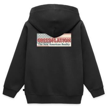 Kritik an amerikanischer Geldpolitik - Kinder Premium Organic Zip Hoodie - Schwarz - Hinten - AI Model Kid Male (0cm)