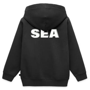SEA - Kinder Premium Organic Zip Hoodie - Schwarz - Hinten - AI Model Kid Male (0cm)