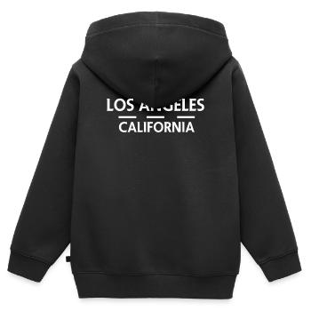 Los Angeles, Californie - Sweat Premium à capuche zippé enfant bio - noir - Dos - AI Model Kid Male (0cm)