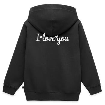 I Love You Schreibschrift mit Herzen - Kinder Premium Organic Zip Hoodie - Schwarz - Hinten - AI Model Kid Male (0cm)