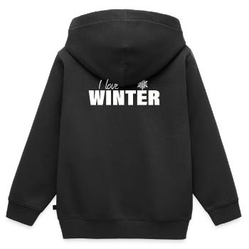 I LOVE WINTER - Kinder Premium Organic Zip Hoodie - Schwarz - Hinten - AI Model Kid Male (0cm)