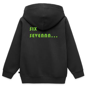Humour Six Seven Ado  - Sweat Premium à capuche zippé enfant bio - noir - Dos - AI Model Kid Male (0cm)
