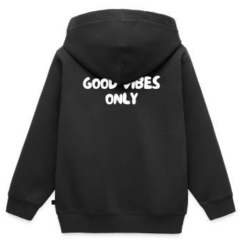 Gute Energie - Kinder Premium Organic Zip Hoodie - Schwarz - Hinten - AI Model Kid Male (0cm)