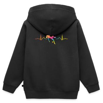 Boulderer Herzschlag Boulder Bouldern - Kinder Premium Organic Zip Hoodie - Schwarz - Hinten - AI Model Kid Male (0cm)