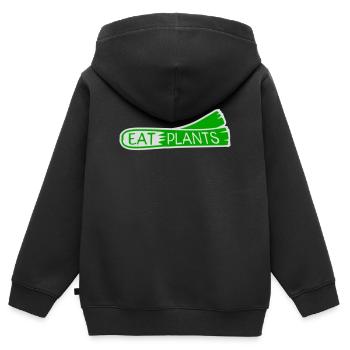 Sigle végétarien végan drôle de Eat Plants - Sweat Premium à capuche zippé enfant bio - noir - Dos - AI Model Kid Male (0cm)