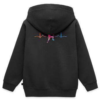 Boulderer heartbeat Bouldering Bouldering - Kids Premium Organic Zip-up Hoodie - black - Back - AI Model Kid Male (0cm)