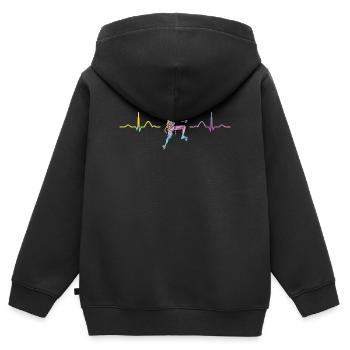 Boulderer Herzschlag Boulder Bouldern - Kinder Premium Organic Zip Hoodie - Schwarz - Hinten - AI Model Kid Male (0cm)