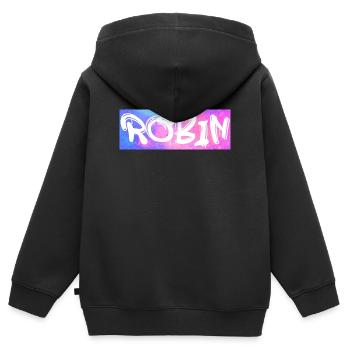 Robin Name Geschenk Geschenkidee Galaxie - Kinder Premium Organic Zip Hoodie - Schwarz - Hinten - AI Model Kid Male (0cm)
