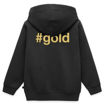 GOLD Winner Gewinner - Kinder Premium Organic Zip Hoodie - Schwarz - Hinten - AI Model Kid Male (0cm)