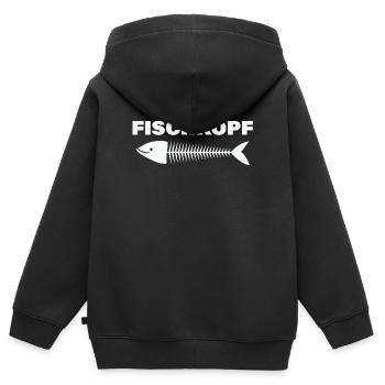 TÊTE DE POISSON - Sweat Premium à capuche zippé enfant bio - noir - Dos - AI Model Kid Male (0cm)