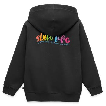 Langsames Leben - Kinder Premium Organic Zip Hoodie - Schwarz - Hinten - AI Model Kid Male (0cm)