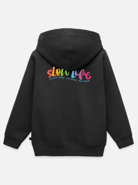Slow Life - Sweat Premium à capuche zippé enfant bio - noir