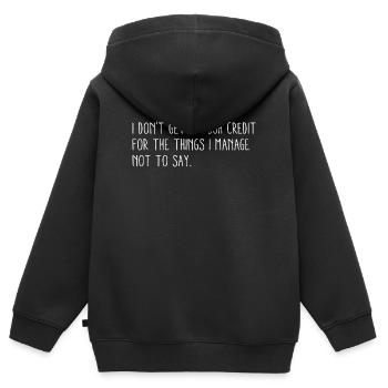 Ich bekomme nicht genug Anerkennung für - Kinder Premium Organic Zip Hoodie - Schwarz - Hinten - AI Model Kid Male (0cm)
