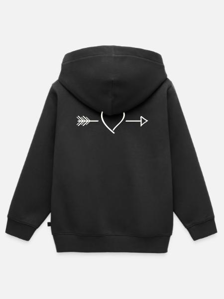 Herzpfeil Linienkunst - Kinder Premium Organic Zip Hoodie - Schwarz