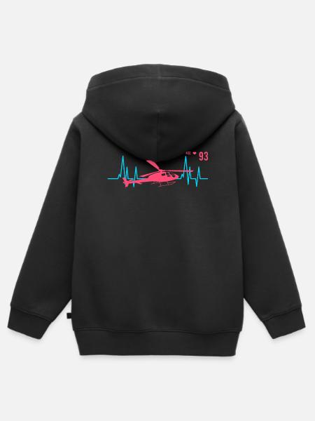 Hubschrauber Herzschlag Ekg Pilot - Kinder Premium Organic Zip Hoodie - Schwarz