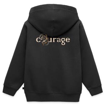 Courage Courage Lion Motivation Force Strength Logo - Sweat Premium à capuche zippé enfant bio - noir - Dos - AI Model Kid Male (0cm)