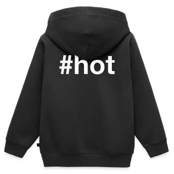 Hashtag POPULAIRE - Sweat Premium à capuche zippé enfant bio - noir - Dos - AI Model Kid Male (0cm)