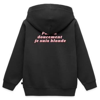 Sprich leise, ich bin blond - Kinder Premium Organic Zip Hoodie - Schwarz - Hinten - AI Model Kid Male (0cm)