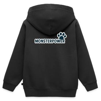Puissance monstrueuse - Sweat Premium à capuche zippé enfant bio - noir - Dos - AI Model Kid Male (0cm)