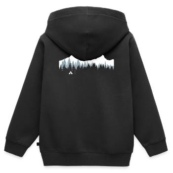 Ruhige Bergwaldszene - Kinder Premium Organic Zip Hoodie - Schwarz - Hinten - AI Model Kid Male (0cm)