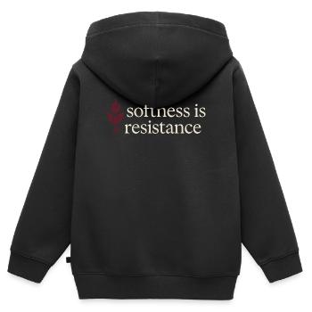 Eleganter Femininer Lebensstil, Sanfte - Kinder Premium Organic Zip Hoodie - Schwarz - Hinten - AI Model Kid Male (0cm)