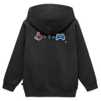 Joystick rétro rencontre manette - Sweat Premium à capuche zippé enfant bio - noir - Dos - AI Model Kid Male (0cm)