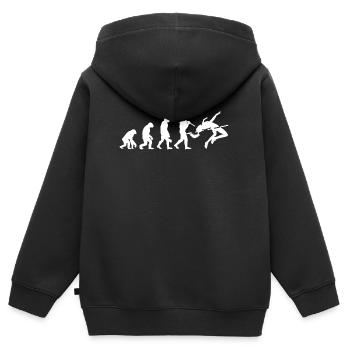 Art de silhouette d’athlète évolutif en saut en hauteur - Sweat Premium à capuche zippé enfant bio - noir - Dos - AI Model Kid Male (0cm)