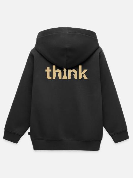 Piensa en el diseño de ajedrez – Camiseta de estrategia minimalista - Sudadera Premium con capucha y cremallera infantil orgánica - negro
