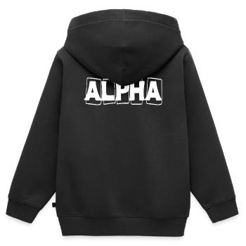 Alpha Fett Wortzeichen - Kinder Premium Organic Zip Hoodie - Schwarz - Hinten - AI Model Kid Male (0cm)