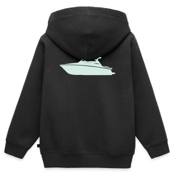 Yacht Silhouette in Pastellmint - Kinder Premium Organic Zip Hoodie - Schwarz - Hinten - AI Model Kid Male (0cm)