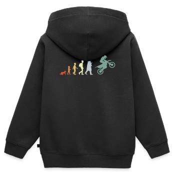Kind zum Motocross Fahrer Evolution - Kinder Premium Organic Zip Hoodie - Schwarz - Hinten - AI Model Kid Male (0cm)