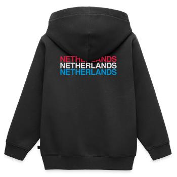 Pays-Bas Pays-Bas Pays-Bas Drapeau de la Hollande - Sweat Premium à capuche zippé enfant bio - noir - Dos - AI Model Kid Male (0cm)