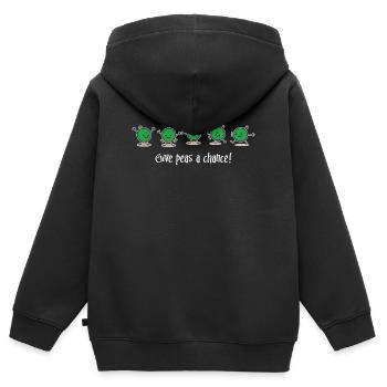 Give Peas a Chance! (dark) - Kinder Premium Organic Zip Hoodie - Schwarz - Hinten - AI Model Kid Male (0cm)