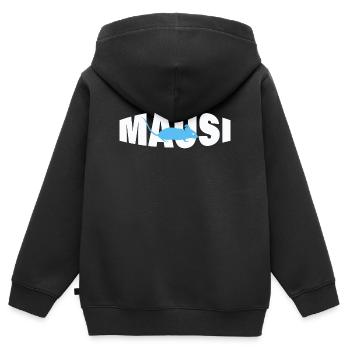 MAUSI - Kinder Premium Organic Zip Hoodie - Schwarz - Hinten - AI Model Kid Male (0cm)