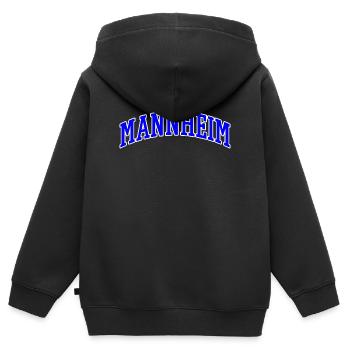 Mannheim Lettering Blue White - Kids Premium Organic Zip-up Hoodie - black - Back - AI Model Kid Male (0cm)