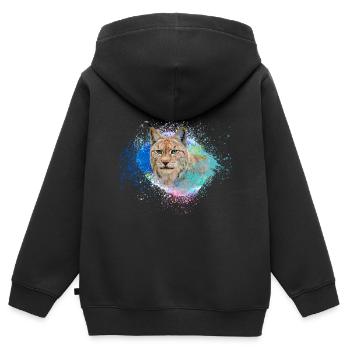 luchs,katze,malerei,aquarell,malerei - Kinder Premium Organic Zip Hoodie - Schwarz - Hinten - AI Model Kid Male (0cm)