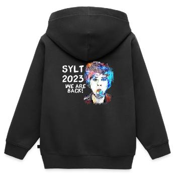 punks,sylt,ticket,punk,tauben,graffiti, - Kinder Premium Organic Zip Hoodie - Schwarz - Hinten - AI Model Kid Male (0cm)