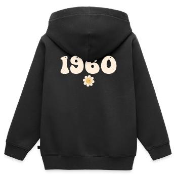 1960 - Cadeau né en 1960 - Sweat Premium à capuche zippé enfant bio - noir - Dos - AI Model Kid Male (0cm)