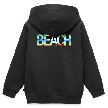 Plage - Sweat Premium à capuche zippé enfant bio - noir - Dos - AI Model Kid Male (0cm)