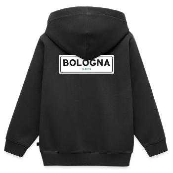 Ortsschild Bologna - Kinder Premium Organic Zip Hoodie - Schwarz - Hinten - AI Model Kid Male (0cm)