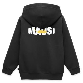 MAUSI - Kinder Premium Organic Zip Hoodie - Schwarz - Hinten - AI Model Kid Male (0cm)