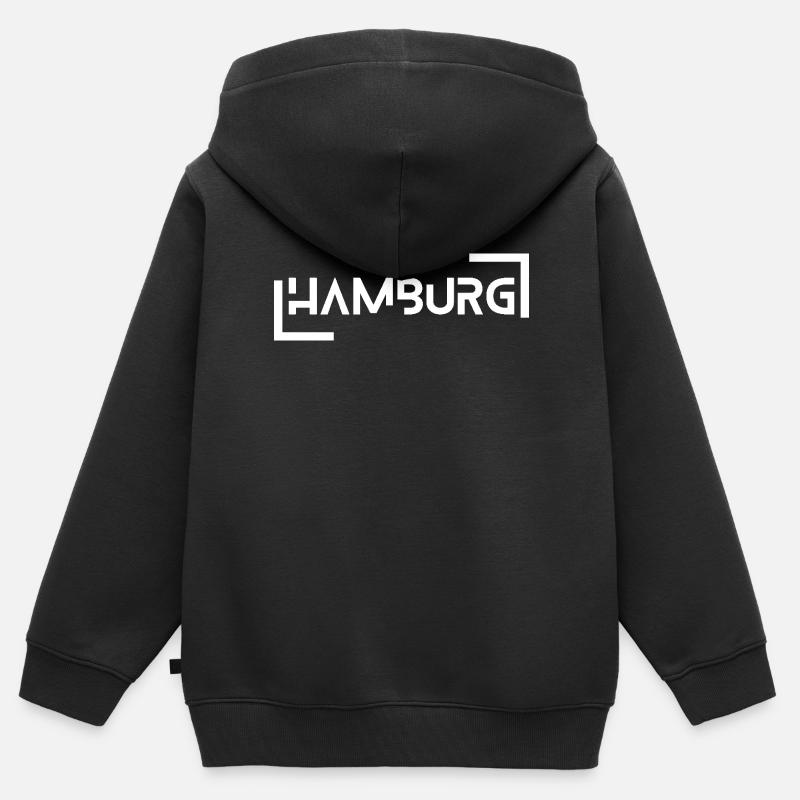 Hambourg - Sweat Premium à capuche zippé enfant bio - noir