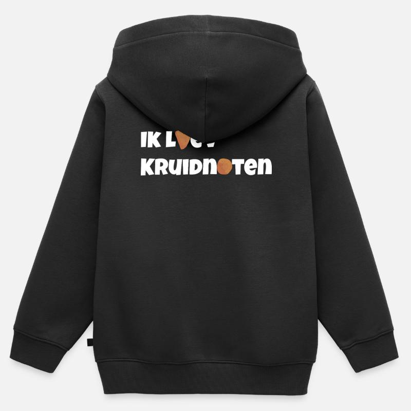 J’adore les kruidnoten - Sweat Premium à capuche zippé enfant bio - noir