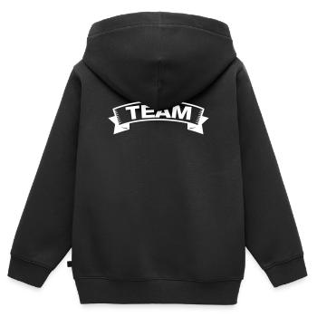 Équipe Banderole - Sweat Premium à capuche zippé enfant bio - noir - Dos - AI Model Kid Male (0cm)