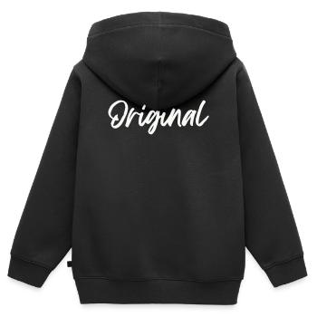 Langue source - Sweat Premium à capuche zippé enfant bio - noir - Dos - AI Model Kid Male (0cm)