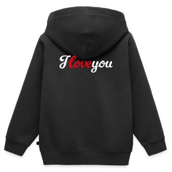 Je t’aime. Mariage en mariage avec amour. Demande en mariage - Sweat Premium à capuche zippé enfant bio - noir - Dos - AI Model Kid Male (0cm)