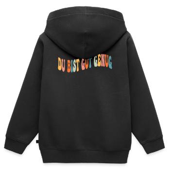 Du Bist Gut Genug - Bunte Typo - Kinder Premium Organic Zip Hoodie - Schwarz - Hinten - AI Model Kid Male (0cm)