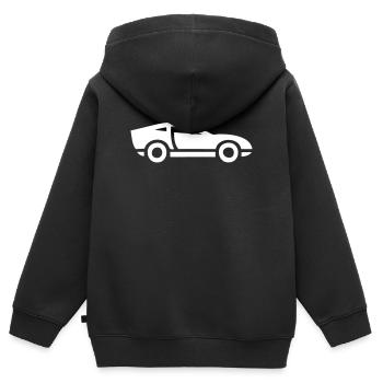 Sportwagen - Kinder Premium Organic Zip Hoodie - Schwarz - Hinten - AI Model Kid Male (0cm)