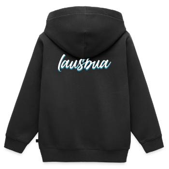 Lausbua - Kinder Premium Organic Zip Hoodie - Schwarz - Hinten - AI Model Kid Male (0cm)