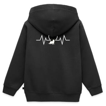 Seeotter Cartoon Herzschlag - Kinder Premium Organic Zip Hoodie - Schwarz - Hinten - AI Model Kid Male (0cm)
